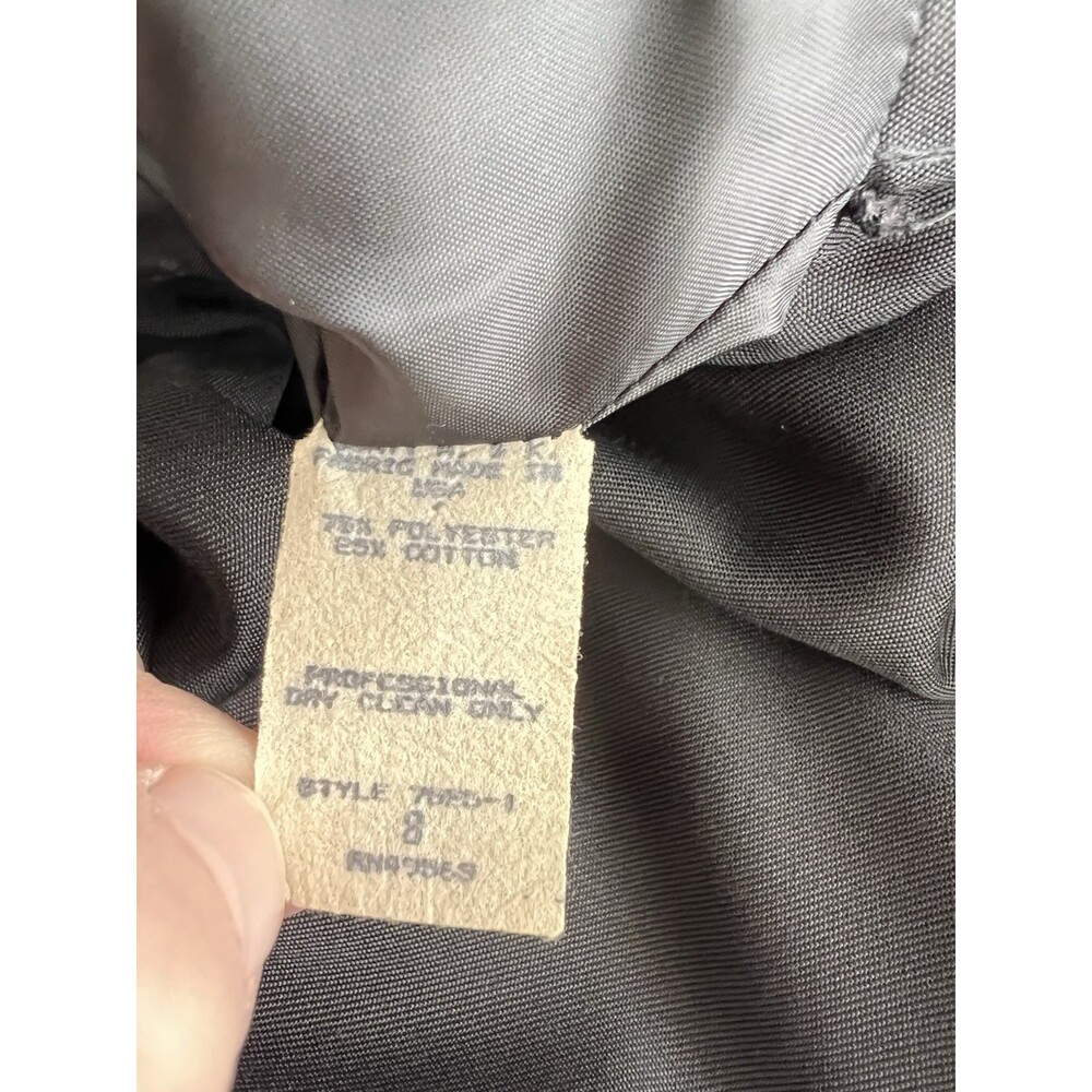 Victor Costa 80s Does 50s Collared Dress Full Skirt Tea Length Blk & White 8 - Picture 7 of 10